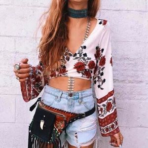 LF Floral Wrap Crop Top